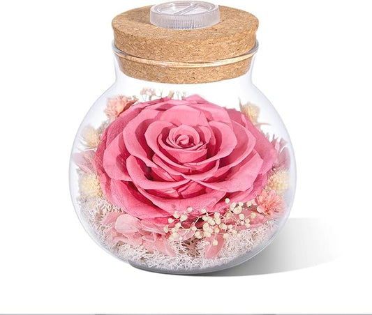 Christmas Birthday Gifts for Women Mom Preserved Rose Eternal Forever Flower in Glass Wishing Bottle with Colorful LED Light Flowers for Delivery Prime for Grandma Wife Sister Friend from Daughter