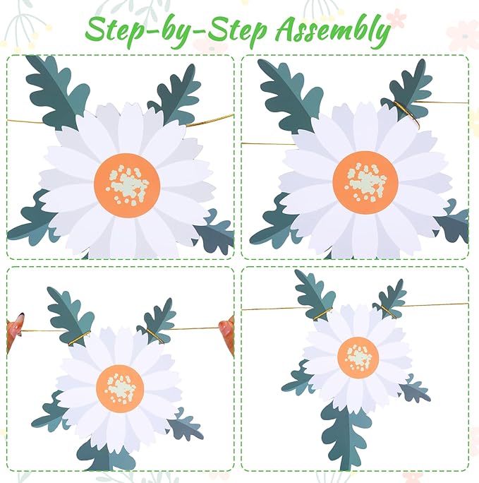 Wildflower Garland Flower Banner for Wildflower Party Decorations Floral Daisy Banner for Spring Party Supplies Baby Shower Decor Birthday Tea Party Decorations Wedding Decor