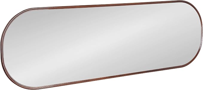 Kate and Laurel Caskill Modern Framed Capsule Mirror, 16 x 48, Bronze, Decorative Oval Accent Mirror for Wall
