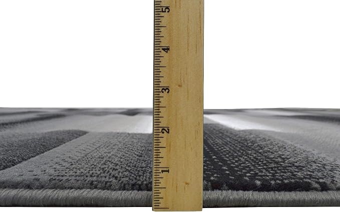 HR 8’ x 10’ Rug in Shadow- Premium Quality Silver/Black/Gray Abstract Geometric Modern Squares Pattern Area Rug - Contemporary Styling for Living Room, Bedroom - Unique Home Décor