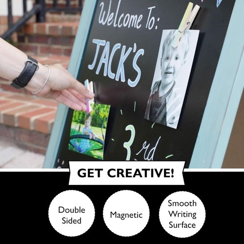 Ilyapa Wooden A-Frame Chalkboard Sign - 21 x 30 Inches Magnetic Menu Display for Restaurants & Weddings