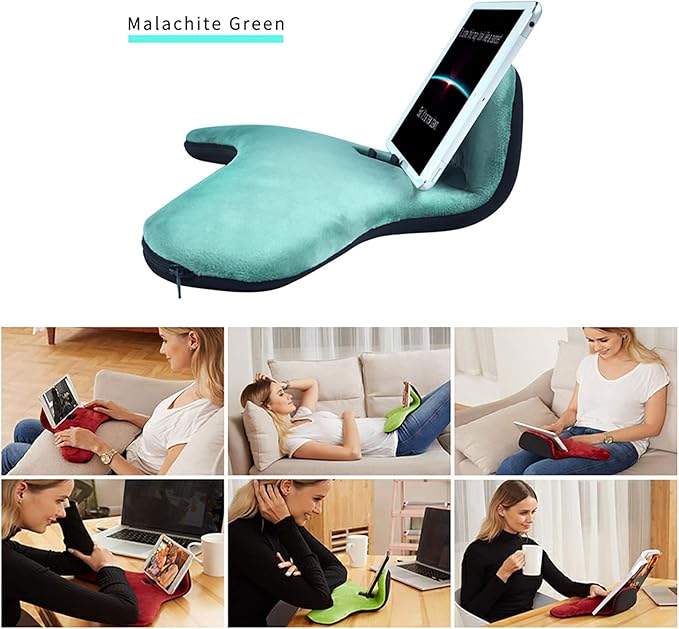 OKATOPGEAKO Phone Wrist Support/Soft Pillow Stand/2021 New Multi-Angle Tablet Stand/Phone Holder/Pillow Lap Pad Stand,for Ipad,Phones,Tablets, Ereaders,Books(Malachite-Green)