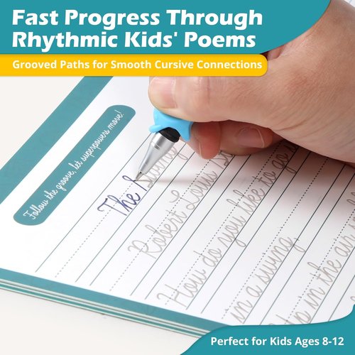 Grooved Cursive Handwriting Workbook by Handwriting Without Tears | Reusable Magic Practice Book for Kids Ages 5-12