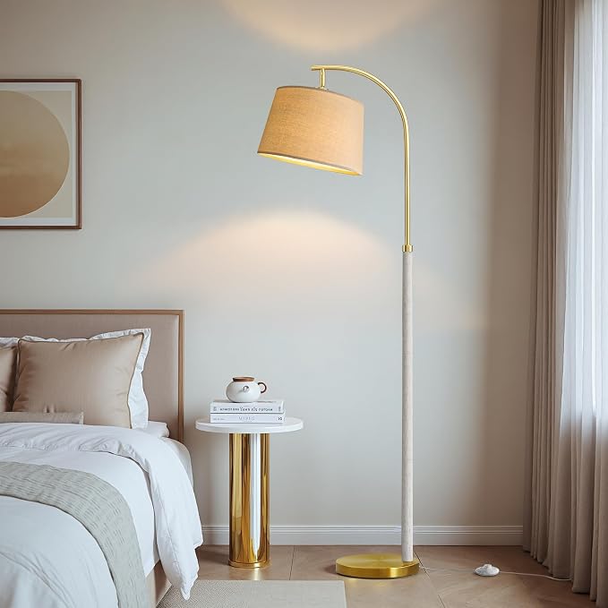 G-SAFAVA 63" Wood Floor Lamp for Living Room Dimmable Standing Lamp with Remote & Foot Switch, 3 Color Temperatures Tall Lamp Mid Century Modern Floor Lamp for Bedroom Office, 9W Bulb Included, White