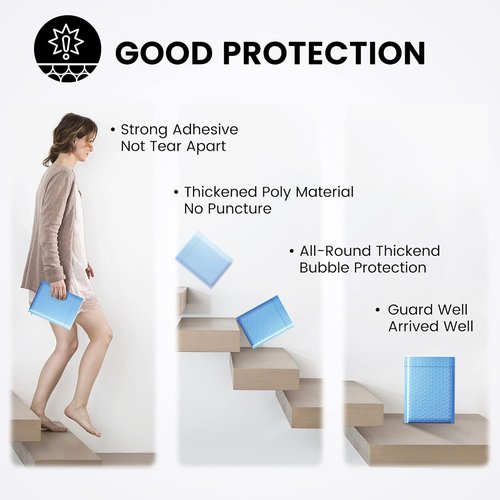 Fuxury Bubble Mailers - 100 Pcs Light Blue Thick Shipping Envelopes | 6x10" Size for Small Business Packaging