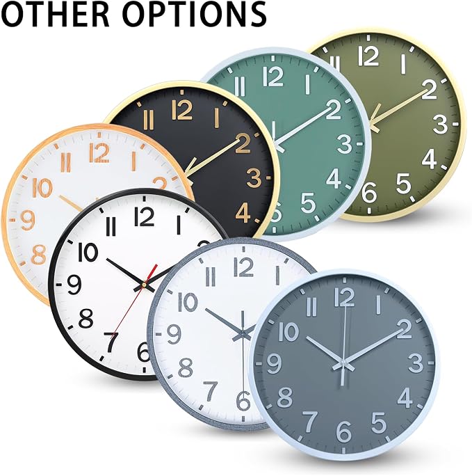 Wall Clocks Battery Operated 12 inch Modern Wall Clock,Silent Non Ticking Wall Clock for Living Room Bedroom Kitchen Office Classroom Decor (Gray White)