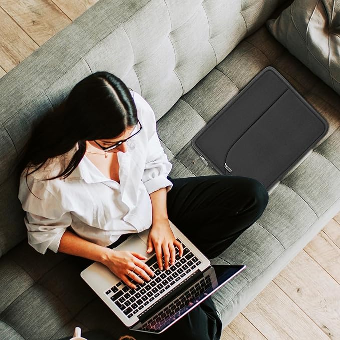 Laptop Sleeve Case 14 inch, Slim Portable Monitor Protective Cover with Front Pocket, Traveling Carrying Laptop Bag Compatible for MacBook Air/Pro, HP, Dell, Lenovo, Acer, Grey