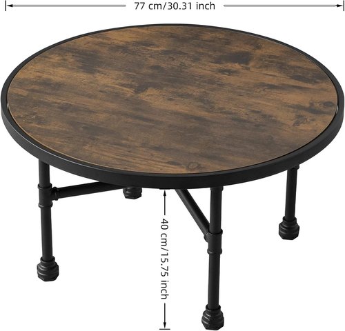 Regine Switzerland Large Round Wood Coffee Table - Modern Farmhouse Design with Storage