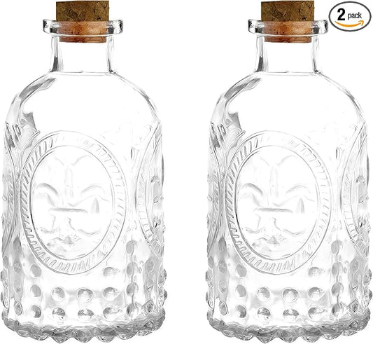 2Pcs Clear Glass Reed Diffuser Bottles with Cork Lid,Apothecary Diffuser Decorative Bottles,Small Flower Bud Vase,Aromatherapy Container for DIY Replacement Diffuser,Reed Sticks,Crafts Decor