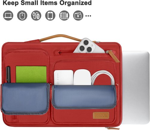 MOSISO 360 Protective Laptop Sleeve - Fits 13-13.3 Inch MacBook Air/Pro & More | Red with 4 Zipper Pockets