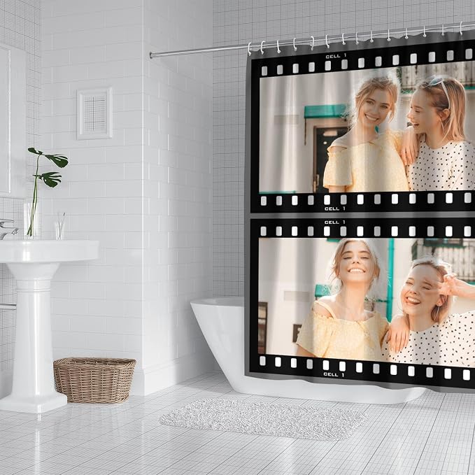 Personalized Shower Curtain Set Custom Photo Shower Curtains Modern Minimalist Home Bathroom Curtain Decor with 12 Hooks 72 Inch Wide * 84 Inch High