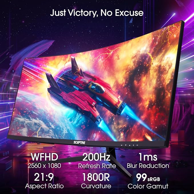 New! Sceptre Curved 30-inch Gaming Monitor 200+Hz FreeSync Build-in Speakers 2560 x 1080p HDMI x2 DP x2 Machine Black 2026 (C305B-200UN Series)