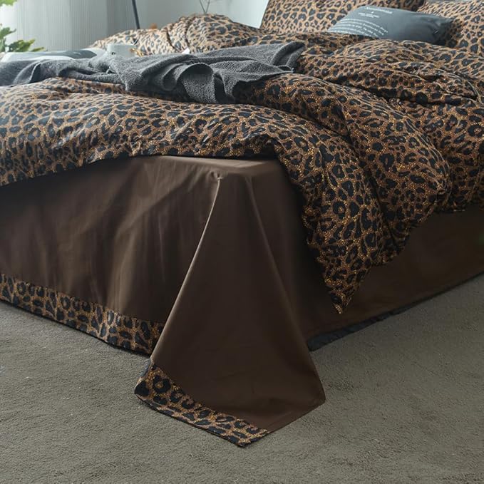 mixinni Wild Animal Print Duvet Cover Twin XL Size 100% Long Staple Cotton Sexy Leopard Print Bedding Set with Zipper Closure Ties, Perfect for Man and Woman, Ultra Soft and Easy Care, 3pcs