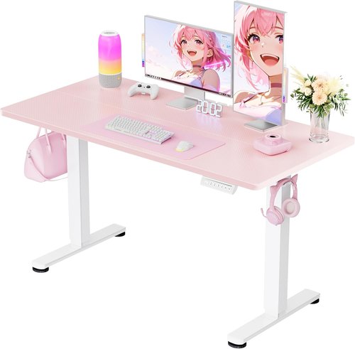 ErGear Adjustable Electric Standing Desk - 48"x24" Sit-Stand Home Office Desk in Pink