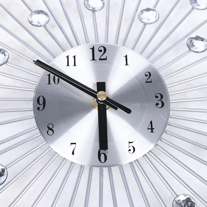 Crystal Wall Clock, Large Wall Clocks for Living Room Decor Modern Silent Wall Clocks, Modern Home Decorations for Living Room,Bedroom,Dining Room, Office, 13 inch