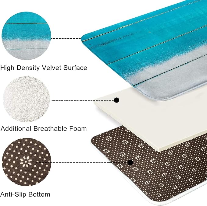 Britimes Bath Mat for Bathroom Beach Starfish Sea Washable Floor Rug Carpets Floor Mat Bathroom Decorations 16x24 inches for Kitchen Bedroom Indoor