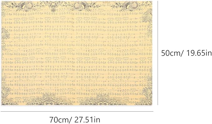 NIYANGLE 20 Sheets Vintage Floral Bouquet Wrapping Paper with Musical Notes Retro Wrap for Flowers and Festival Decorations Natural Dark Typography Kraft Paper for Elegant Bouquet