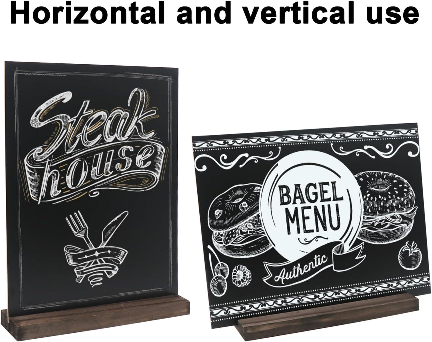 Tabletop Chalkboard Sign - Double-Sided Menu Board with Base Stand | 8.5 x 11 Inch for Weddings, Buffets, and Restaurants