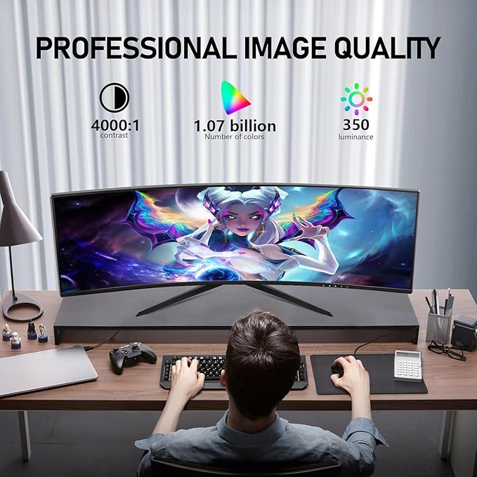 ZZA UltraWide 34 inch Curved Monitor 1500R PC Screen 180hz Refresh Rate WQHD 3440x1440 Computer Gaming Monitor VA PanelAMD FreeSync Premium | HDR10 | 99% sRGB | VESA