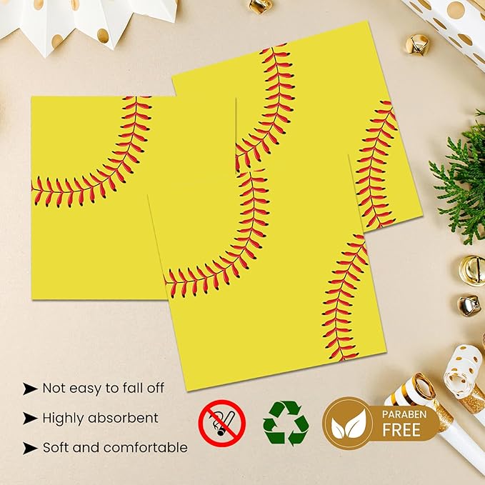 40 Pcs Softball Plates and Napkins Party Supplies, Disposable Paper Plates and Napkins Tableware Set for Sports Theme Softball Birthday Party Decorations Serves 20