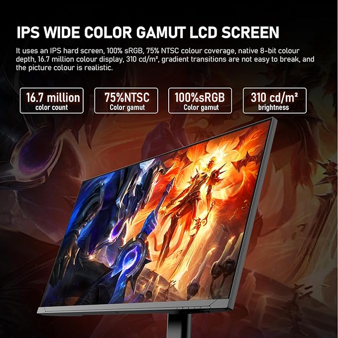 Gawfolk 27 inch IPS PC Screen, 4K Gaming Monitor 160Hz, 1ms, FreeSync, 100% sRGB, 178° Wide Viewing Angle, HDMI 2.1, DisplayPort,Height-Adjustable and Swivel,75 * 75MM Wall Mount Compatible - Black