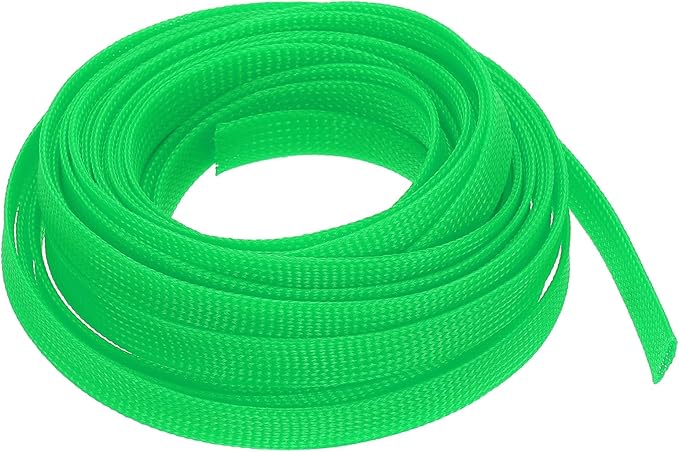 uxcell PET Expandable Sleeving 25ft 1/2" Green Cable Management Sleeve Cord Organizer for Wrap Protect Cable