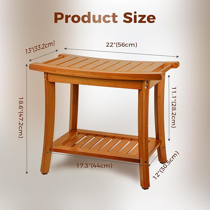 Utoplike Teak Bathtub Caddy Tray Bath Tray for Tub, Bamboo Shower Bench with Storage
