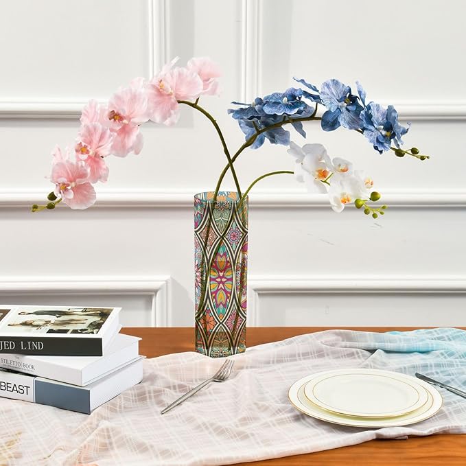 Vase Plastic Vase Elegant Cylinder Flower Vase Shatterproof Decorative Centerpiece for Home Table Office Weddings Events (11.8 x 3.9 in)