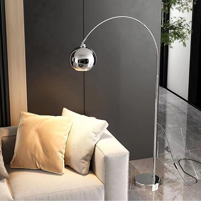 MIXL-Chrome Arc Floor Lamp,Arc Floor Lamps for Living Room,Adjustable Reading Standing Light,Modern Arch Standing Lamp for Bedroom Study Room
