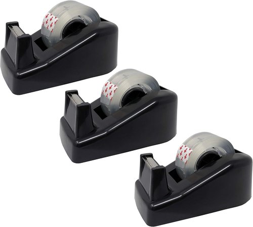 Clipco Premium Small Tape Dispenser - Convenient Pack of 3 with Included Tape for Easy Use