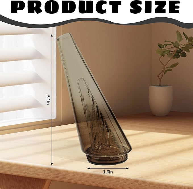 Mini Gradient Glass Vase, Exquisite Desktop Decorative Vase, Pro Glass Replacement for (Coffee)