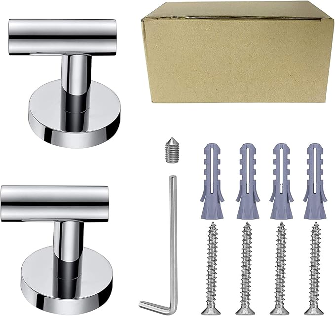 Nolimas Towel Coat Hook Polished Chrome SUS304 Stainless Steel Bathroom Clothes Cabinet Closet Sponges Robe Hook Wall Mounted Round Kitchen Heavy Duty Door Hanger 2 Packs