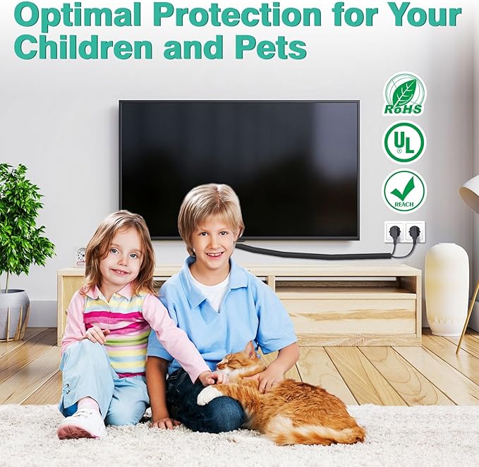 UOMTFAI Dog Cat Cord Protector 10ft - 1/2inch, Flexible Cable Sleeve for Easy Cord Management, Protects Cables from Pets Chewing, Ideal for USB, Power, Audio and Video Cords - Black