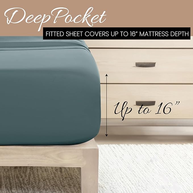 Linen Market Bed Sheets for Queen Size Bed (Ocean) - Sleep Better Than Ever with These Soft and Cooling Queen Sheets - Deep Pocket Fits 16" Thick Beds - 4 Piece Sheet Set