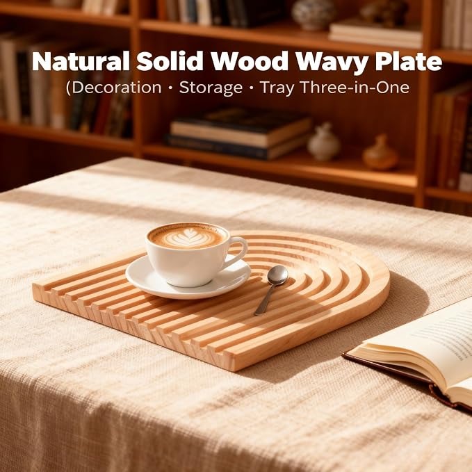 2 Pcs Natural Wood Arch Decor, Boho Shelf & Serving Board for Fireplace Mantel, Kitchen Counter - Light Pine Finish, Scandinavian & Japandi Style Aesthetic Accents for Living Room, Home Office