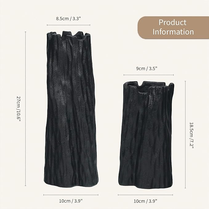 Black Matte Ceramic Vase, Organic Nature Shape, 10.7 Inch Boho Nordic Ins Style Decorative Flowers Vase, Living Room Bedroom Entryway Minimalist Centerpiece Decor, Birthday Gifts for Women