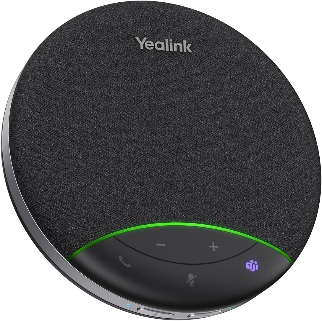 Yealink Sp92 Conference Speaker - Teams Certified Microphone with AI Noise Cancelling | 20H Call Time, USB & Bluetooth for Small Meeting Rooms