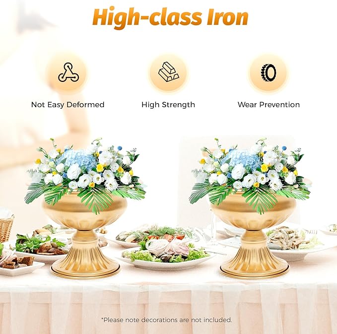 Gold Vases for Centerpieces & Table Centerpiece Decor, 10 Pcs Mini Metal Floral Vase Set with 4.72 Inch Height, Wedding Birthday Party Anniversary DecoRodentive Centerpiece Arrangements