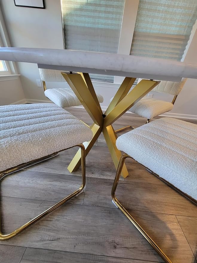 FUSHIAIPTC Metal Table Legs 28 Inch, Artistic Heavy Duty Dining Table Base with Suction Cups & Pre-Drilled Holes, Fits Glass Marble Wood Tops, DIY Desk Coffee Table Legs, 1000LBS Capacity, Gold