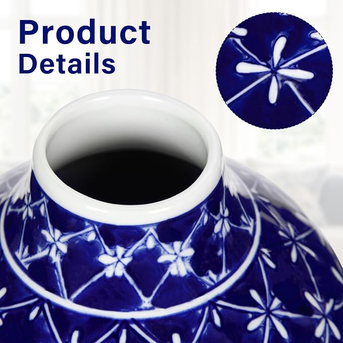 Blue and White Vase Porcelain Vases Small Chinoiserie Decor Classic Ceramic Gifts Chinese Flower Vase for Bedroom Living Room Console Table Accent Shelf Tabletop Decor