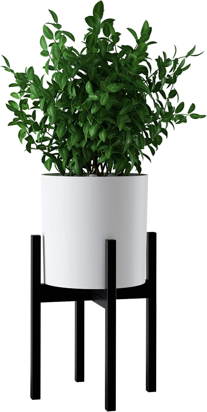 FaithLand 10 Inch Fiberstone Planter - Lightweight Modern Cylinder Plant Pot with Drainage Hole & Plug, Indoor Outdoor Use, Matte White