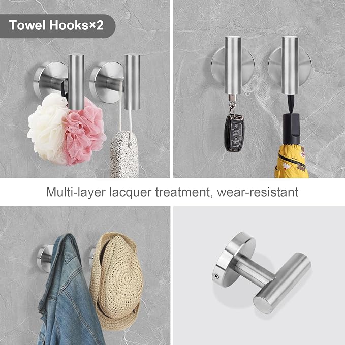 Brushed Nickel Bathroom Hardware Accessories Set 5 Piece, Stainless Steel Bath Towel Bar Set 24 Inch,Toilet Paper Holder,Towel Ring Holder,Towel Rack Set, Brushed Nickel