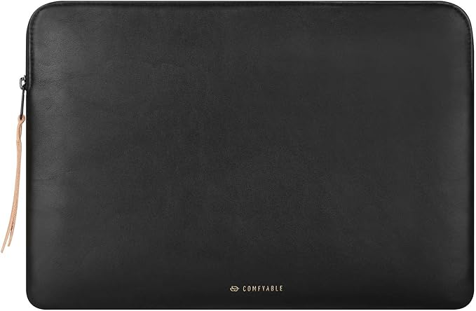 Comfyable Slim Protective Laptop Sleeve Compatible with 13/13.3/14 Inch MacBook Air & MacBook Pro, Mac Travel Case, Laptop Pouch, Slim PU Leather Cover M5/M4/M3/M2/M1 2025-2021, Black