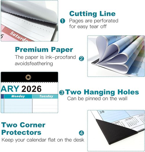 AgePlace Extra-Large 2026-2027 Desk Calendar - 22" x 17" Monthly Planner for Home & Office
