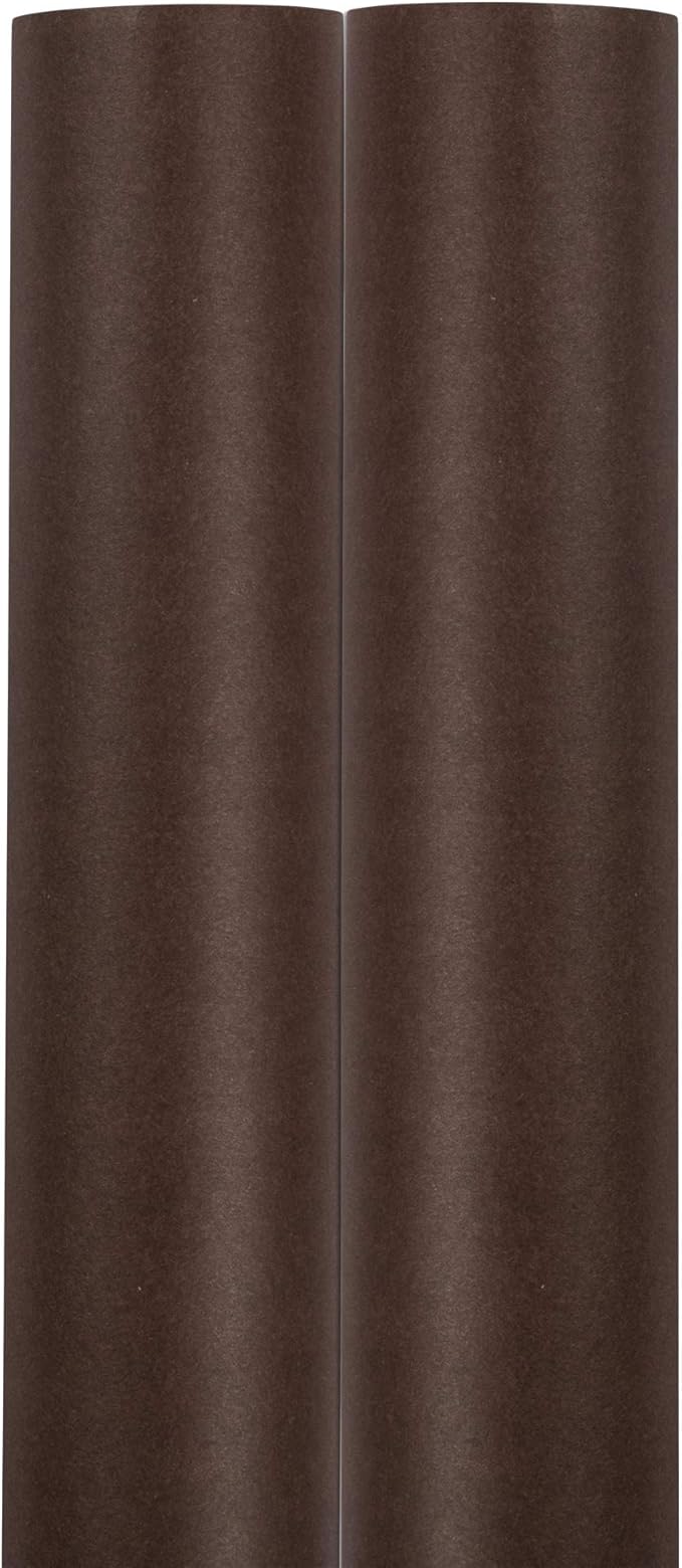 JAM Paper Gift Wrap - Matte Wrapping Paper - 50 Sq Ft Total (30 in x 10 Ft Each) - Matte Chocolate Brown - 2 Rolls/Pack