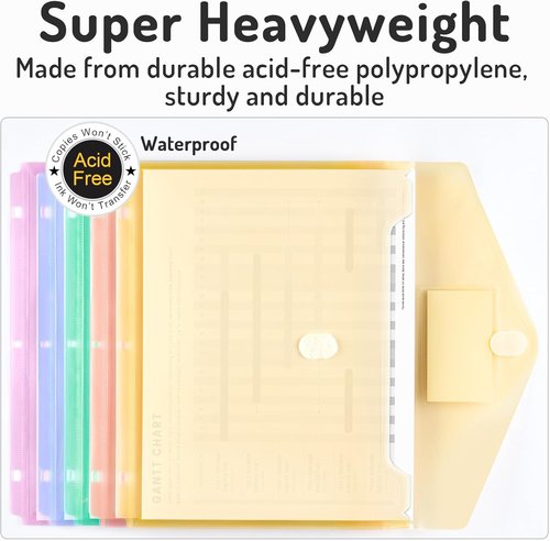 Forvencer Binder Pocket - 24 Pack Super Heavyweight Plastic Folders with Tight Closure | Letter Size Pastels