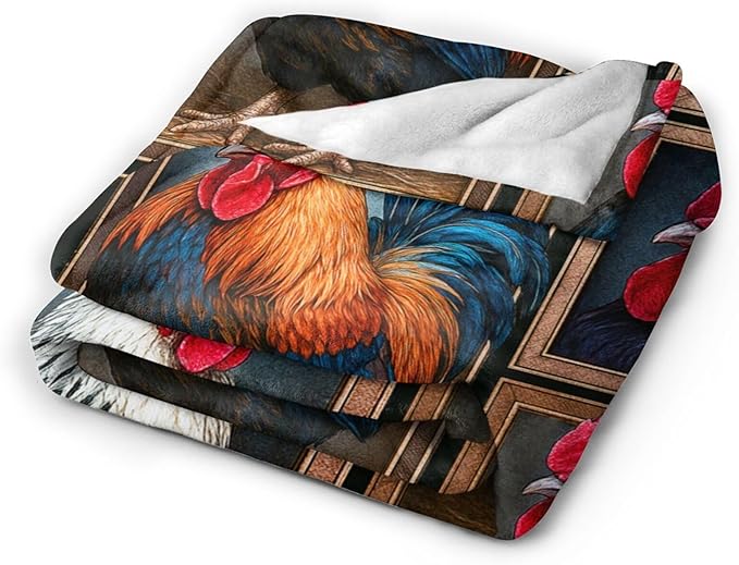 Rooster Blanket Chicken Throw Blanket Farm Animal Soft Cozy Fleece Fuzzy Stuffed Plush Flannel Gifts for Girls Women Boys Kids Adults 40''x50''