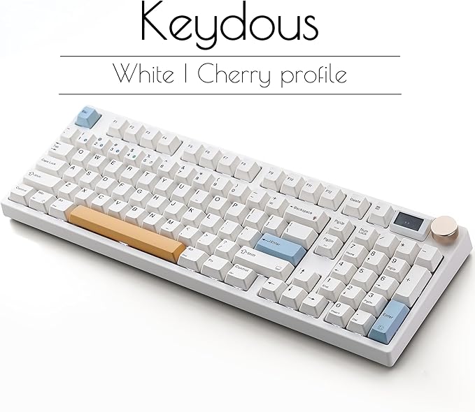 NJ98 Wireless Custom Mechanical Keyboard with Screen Knob 96% Hot Swappable RGB Keyboard Mac Windows (White, Barss Plate - Box Taro Ice Cream Pro)
