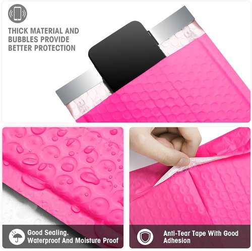 Metronic Bubble Mailers - 6x10 Pink Padded Envelopes | 600 Pack for Secure Mailing of Small Items