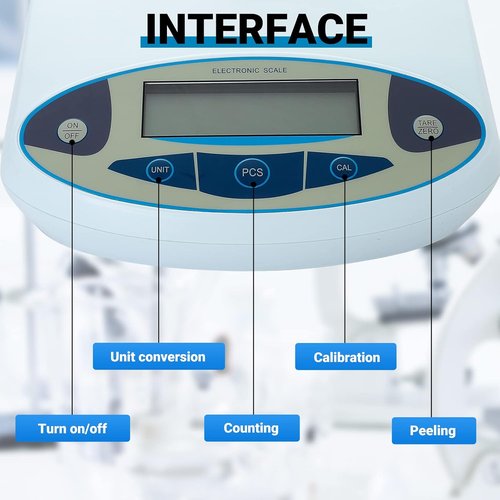 Four E's Scientific Lab Scale - High Precision 3000g x 0.01g Analytical Balance | Ideal for Science & Kitchen Use